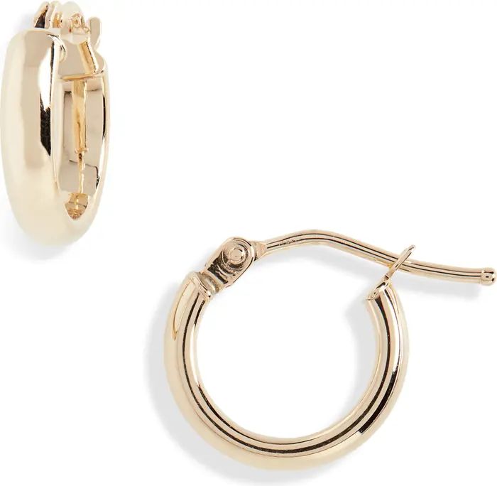 14K Gold Beveled Edge Huggie Hoop Earrings | Nordstrom