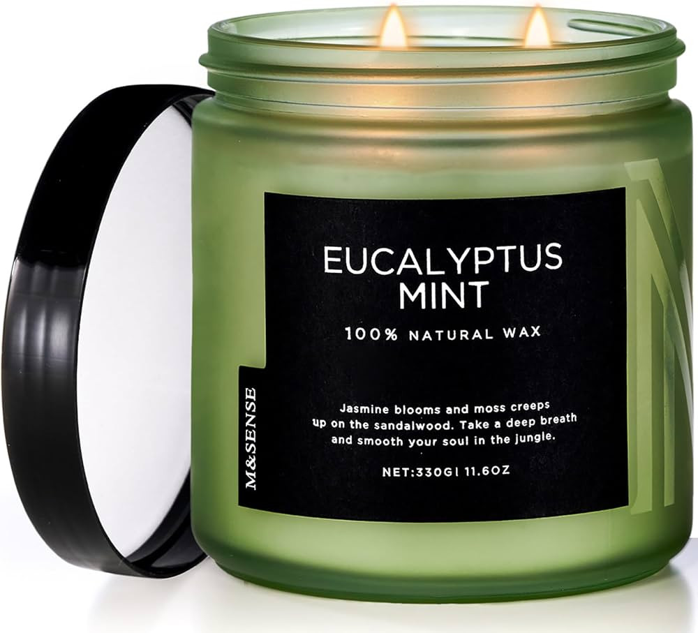 M&SENSE Eucalyptus Mint Soy Candles for Home Scented, 11.6oz 70 Hour Burn Aromatherapy Candle Gif... | Amazon (US)