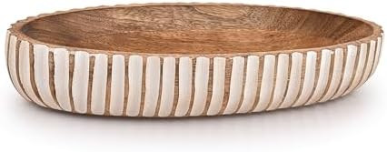Kimona Decorative Bowl Wood Bowls Decorative Table Centerpiece, Wood Dough Bowl Farmhouse Country... | Amazon (US)