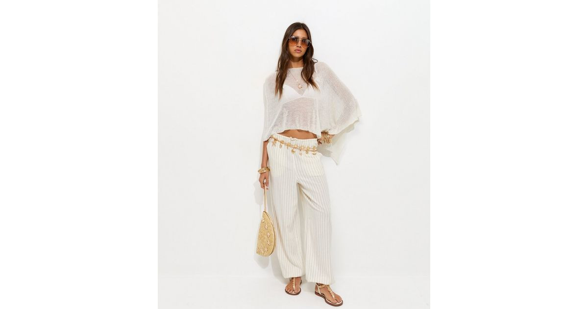 White Knitted Poncho | New Look | New Look (UK)