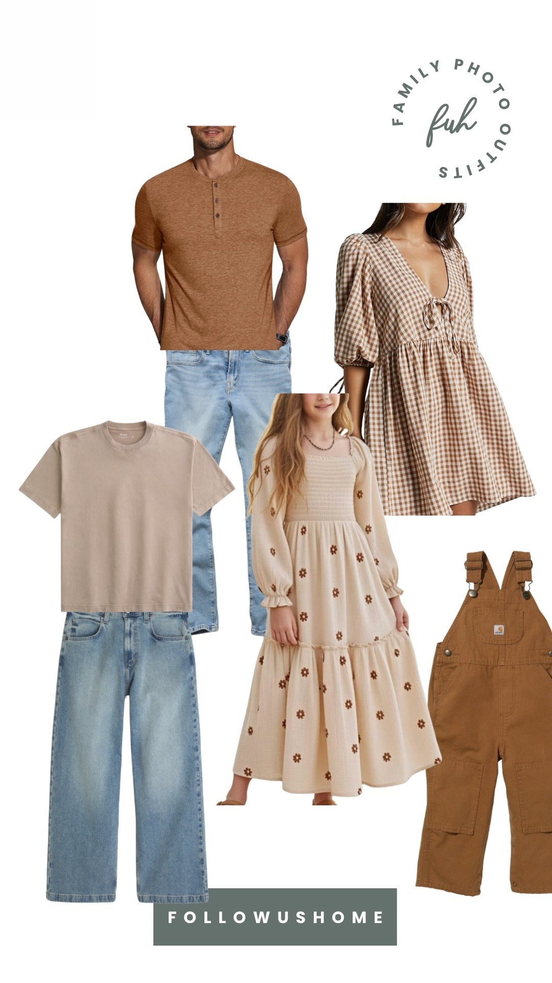 Neutral family of five outfits for a family photo shoot. Tan, taupe, gingham clothes. Teenager boy, tween girl, and baby.

#LTKBaby #LTKmomlife #LTKKids