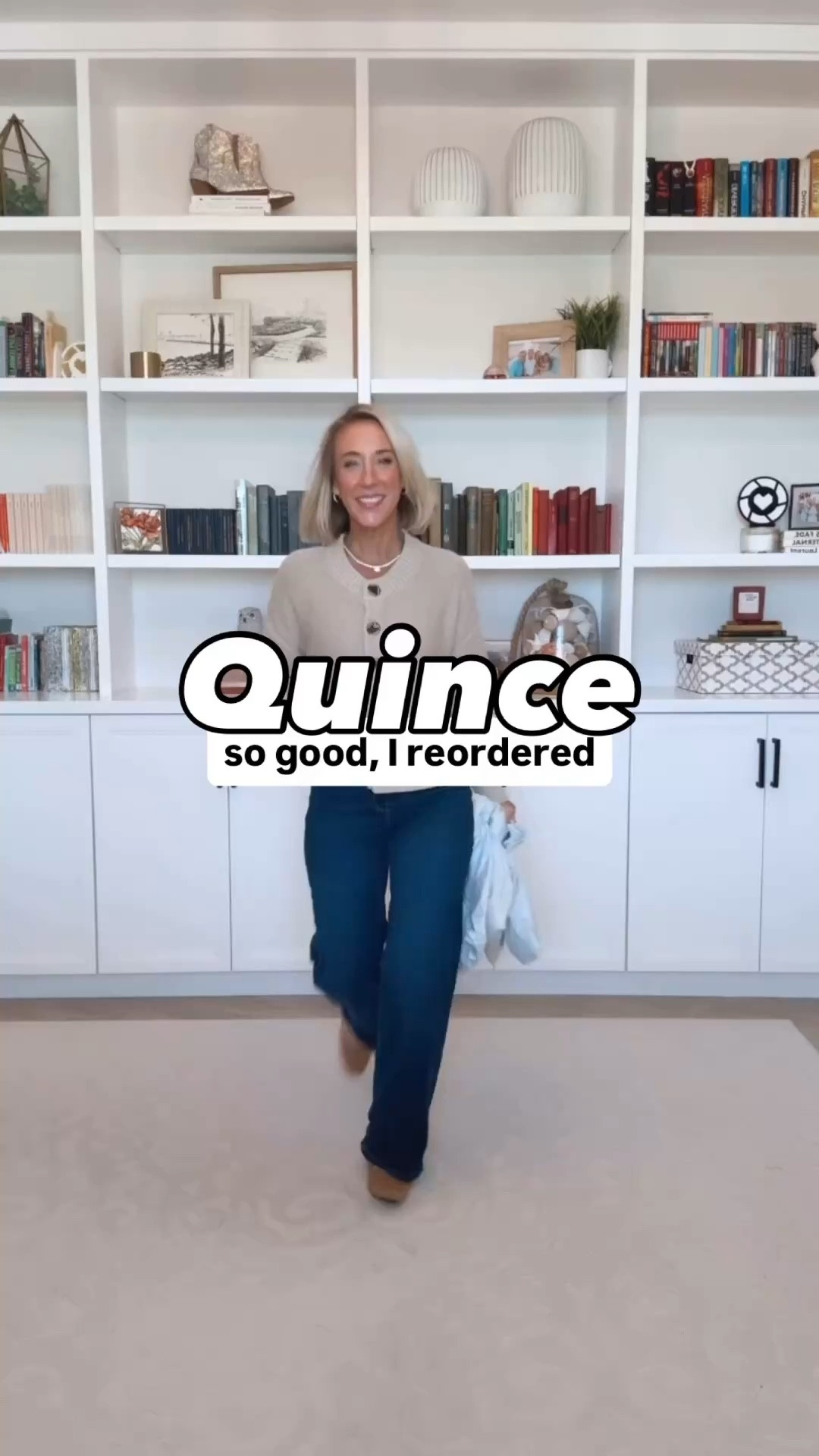 Quince - denim & dresses (pieces I loved so much, I re-ordered!) * Bella Stretch Wide Leg Jeans - Size: 25 - Inseam: 30. Color: Midnight Blue * 100% Organic Cotton Cropped Cardigan - size Small. Color: Cement Marl. * Second Skin Square Neck Tank Bodysuit - size Small. Color: Mocha. 1. Bella Stretch Wide Leg Jeans - Size: 25 - Inseam: 28. Color: Frosted Blue (12 colors!). 2. Bella Stretch Palazzo Jeans - Size: 25. Color: Seaside Blue (3 colors). 3. 100% European Linen Fit & Flare Midi Dress - Size: Small (needs an XS). Color: White (11 colors). * Italian Leather Top Handle Crossbody Satchel - Color: Cappuccino. (On final sale!) #quincepartner @quince

 

 