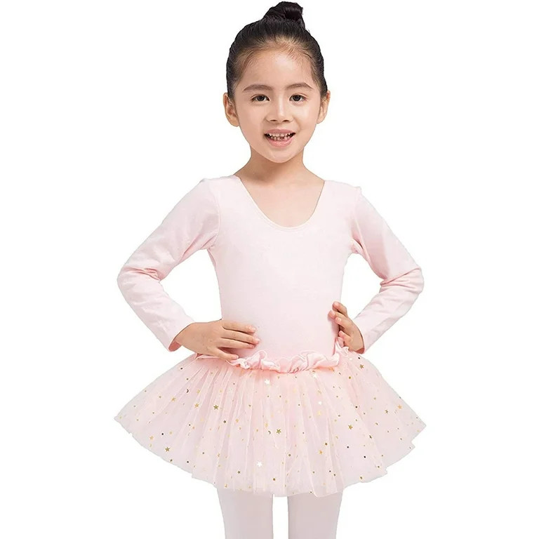 Dancina Girls Skirted Leotard Sparkle Long Sleeve Tutu Ballet Dress | Walmart (US)