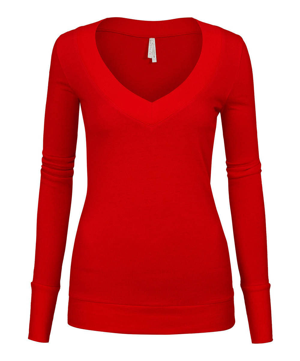 SBS Fashion Women's Cardigans Red - Red V-Neck Sweater - Women | Zulily