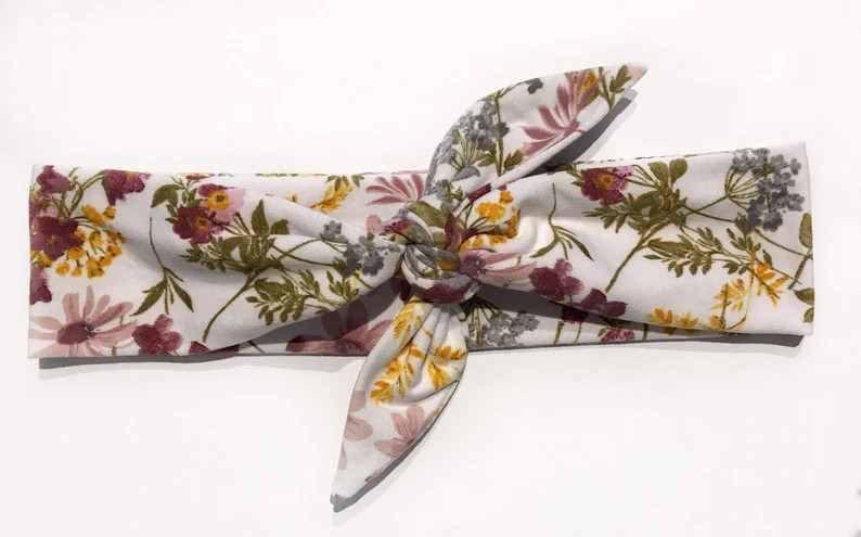 Personalized Wild Flowers Tie Headband | Etsy (US)