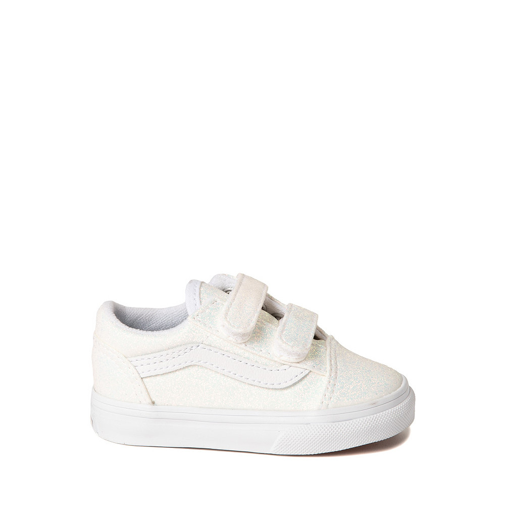 Vans Old Skool V Glitter Skate Shoe - Baby / Toddler - White | Journeys