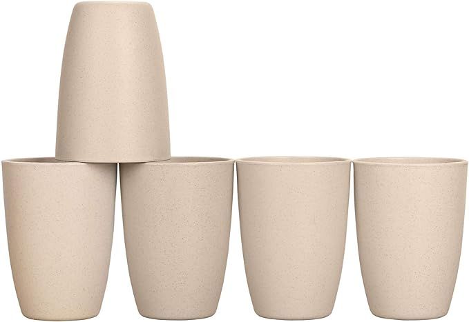 Wheat Straw Unbreakable Cup (12 oz) - Reusable Drinking Glasses Set of 5 - Dishwasher Safe - BPA ... | Amazon (US)