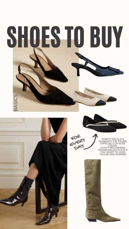 Great shoes to but now and look chic!

Slingback kitten heel  pumps are so on trend and comfortable! 

These pointy toe flats are super comfortable and true to size. I have them and love so much!

Green boots are splurge but I linked several alternatives.



#LTKshoecrush #LTKmidsize #LTKover40