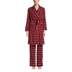 Women's Flannel 4 Piece Pajama Set - Long Sleeve T-Shirt and Pants Robe and Bag | Lands' End (US)