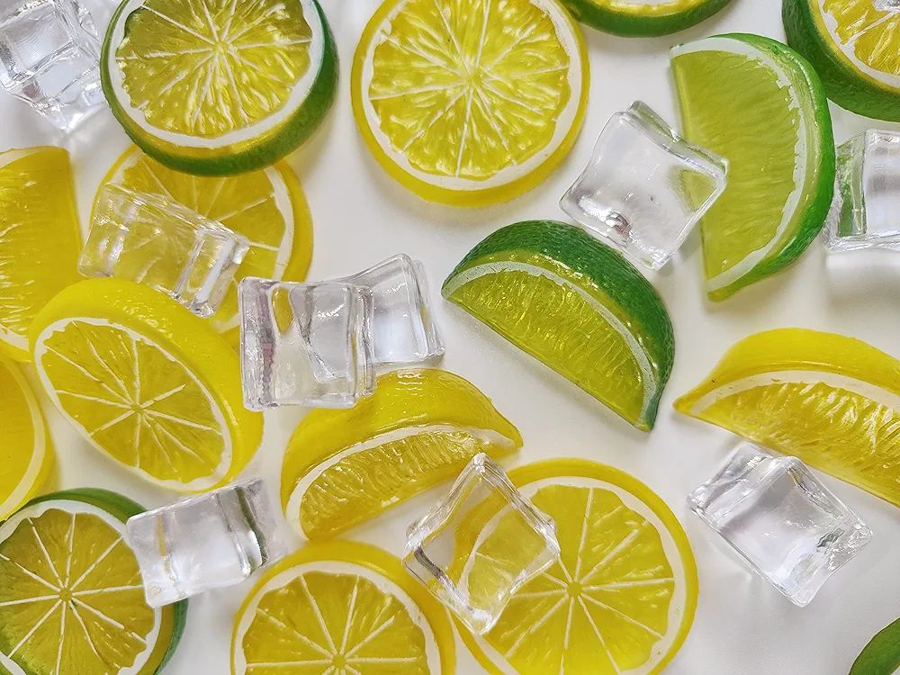DETONY 45 Pcs Fake Ice Cubes Lemon Slice Fake Fruit Party Photo Props Decoration Simulation Lifel... | Amazon (US)