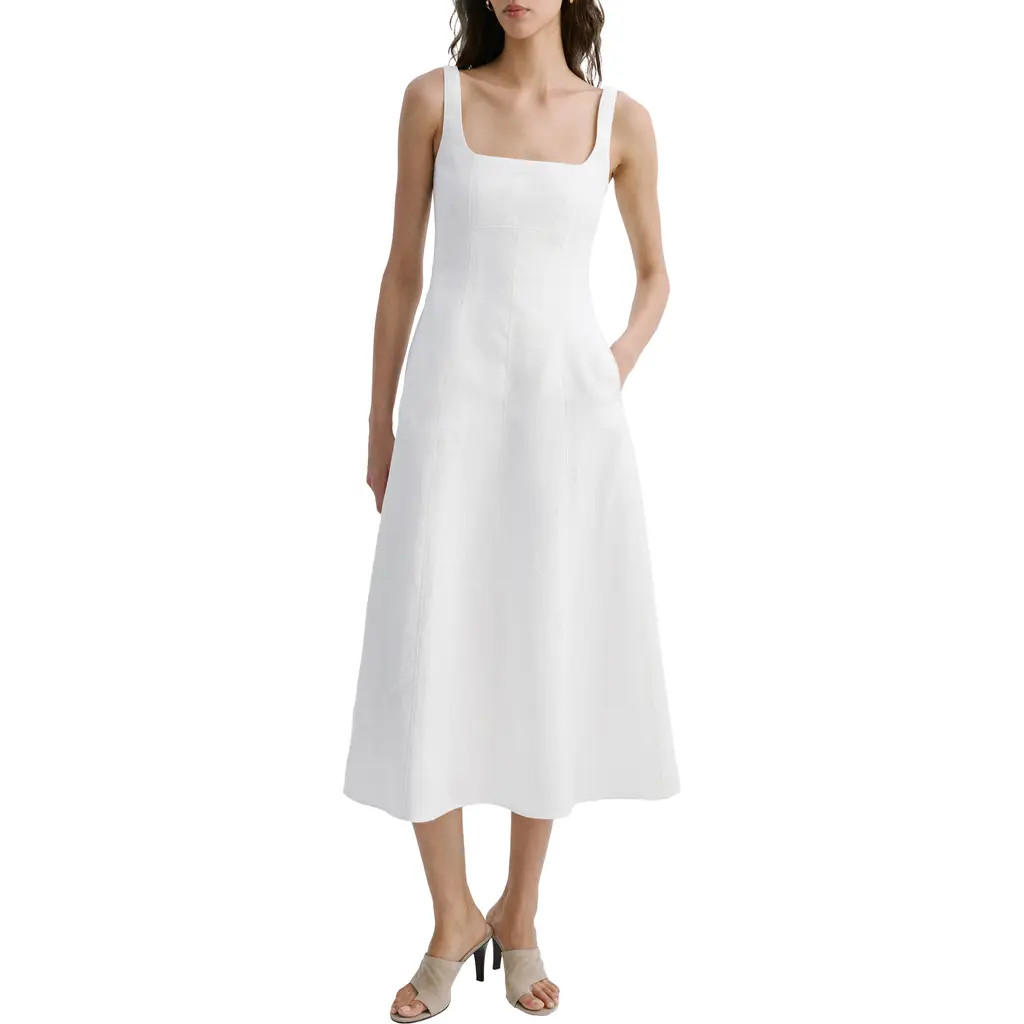 MANGO Sleeveless A-Line Midi Dress in White at Nordstrom, Size 2 | Nordstrom