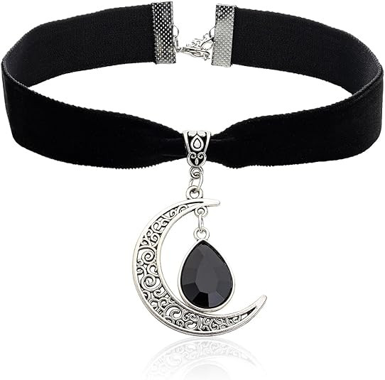 RareLove Choker Crescent Moon Charm Witch Necklace 18 mm Black Choker Velvet Black Drop Halloween... | Amazon (US)