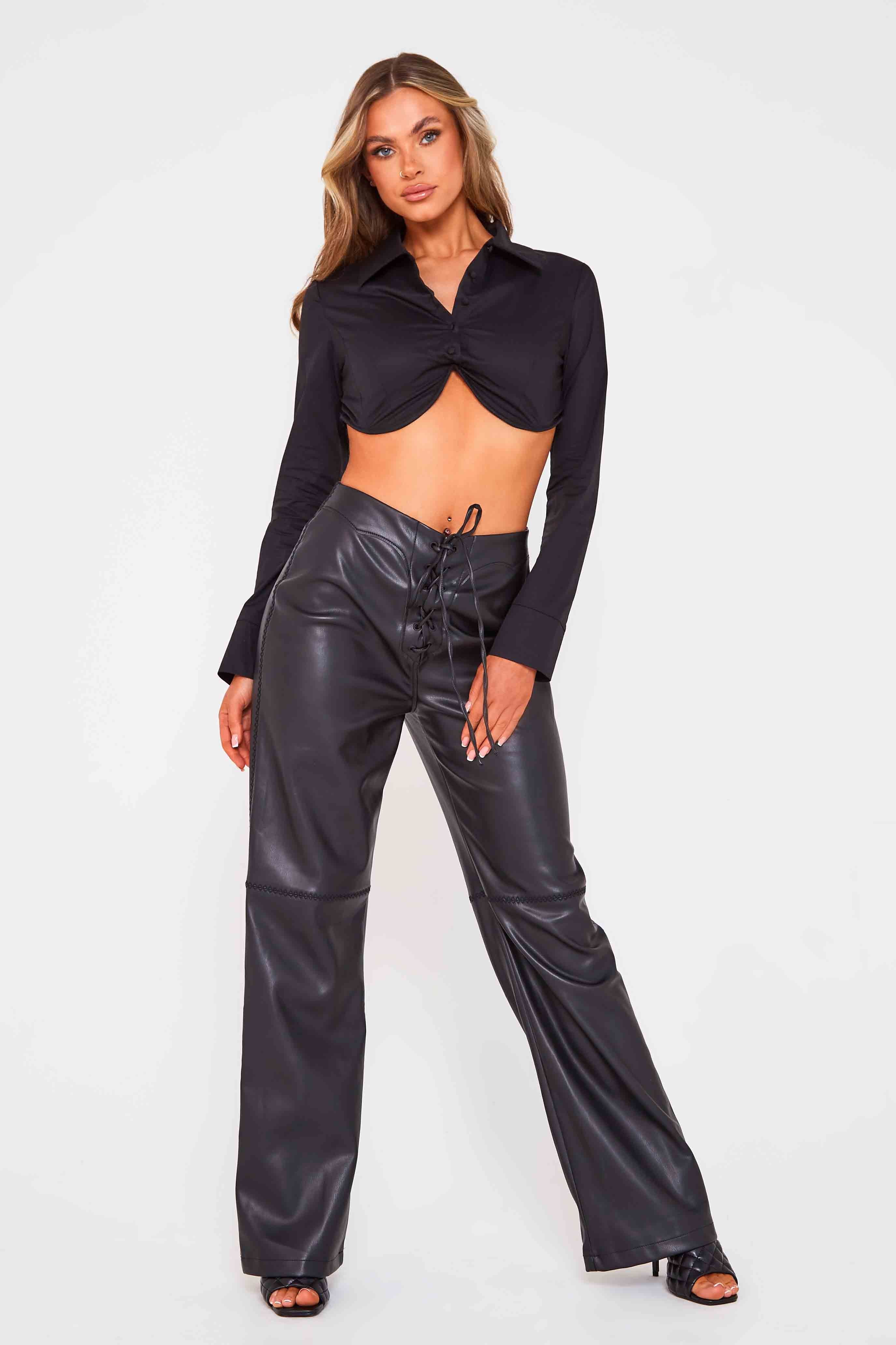 Black Vegan Lace Up Pants | Luxe to Kill