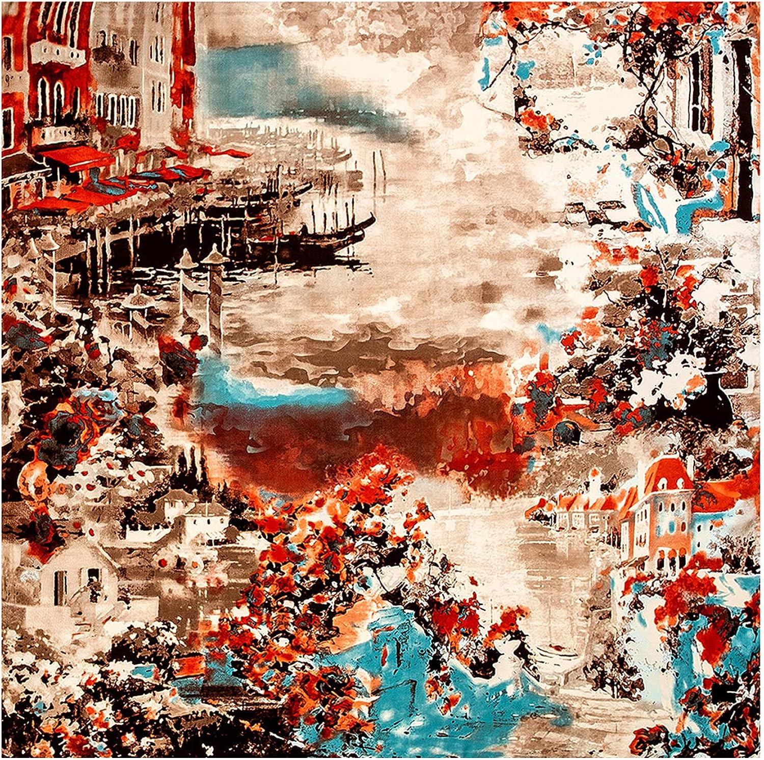 ba knife Fashion Silk Square Scarf Check Floral Head Scarf Neck Hair Tie for Women 51x51 Inches | Amazon (US)