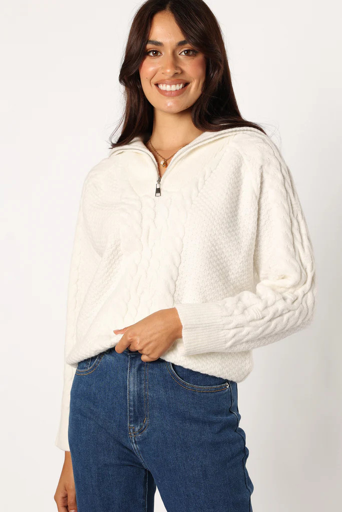 Ebony Knit Sweater - White | Petal & Pup (US)