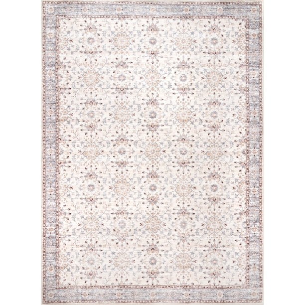 nuLOOM Gemma Machine Washable Transitional Floral Area Rug, 8' x 10', Beige | Walmart (US)