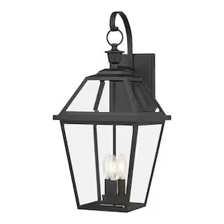 Home Decorators Collection Glenneyre 11 in. Matte Black French Quarter Gas Style Hardwired Outdoo... | The Home Depot