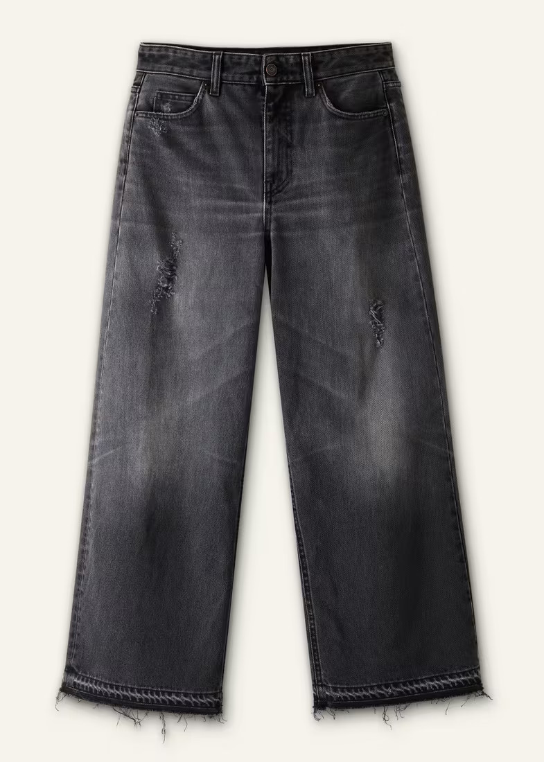 Distressed Mid-Waist Baggy Crop Jean | ME+EM Global (Excluding US)