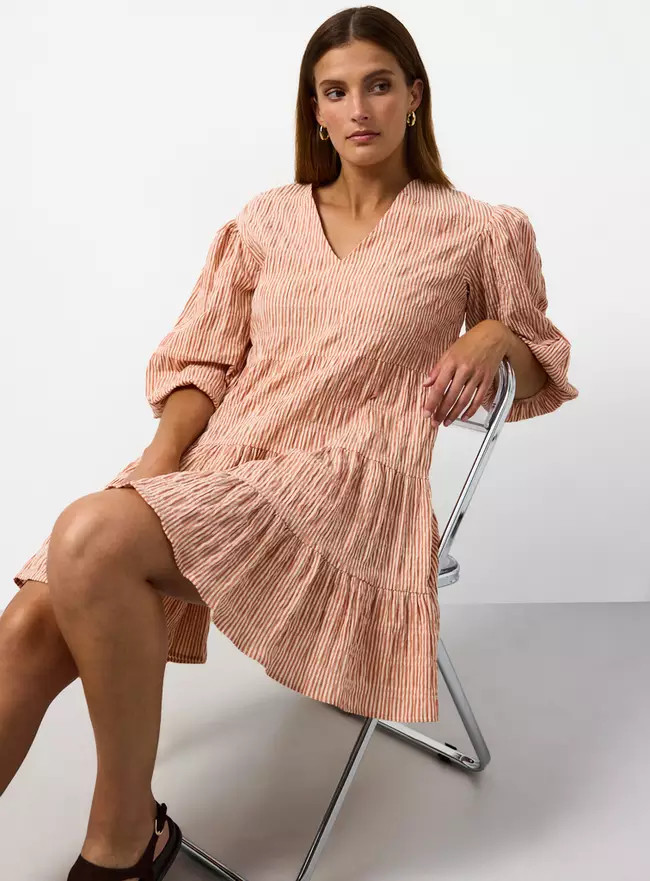 Buy Red Stripe Volume Mini Smock Dress 8 | Mini | Tu | Tu Clothing