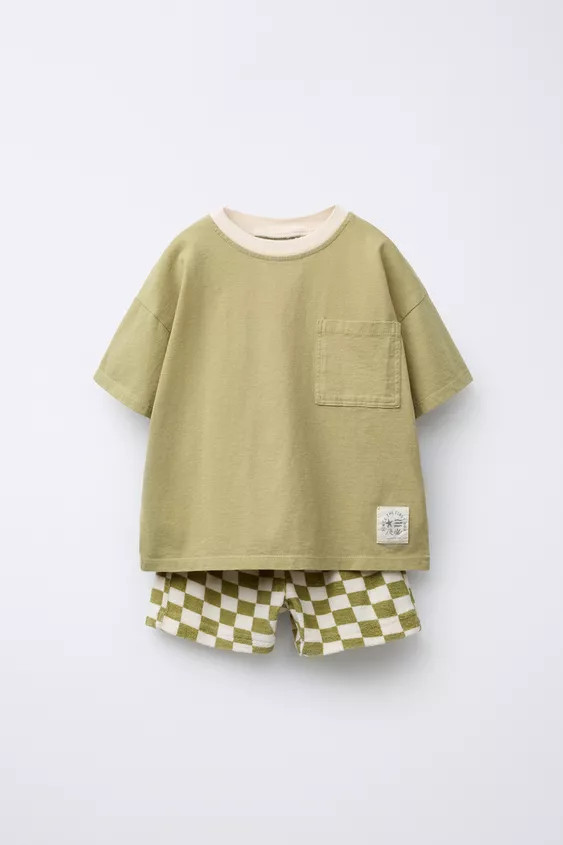 CHECKERBOARD T-SHIRT AND BERMUDA JOGGING SET | Zara US