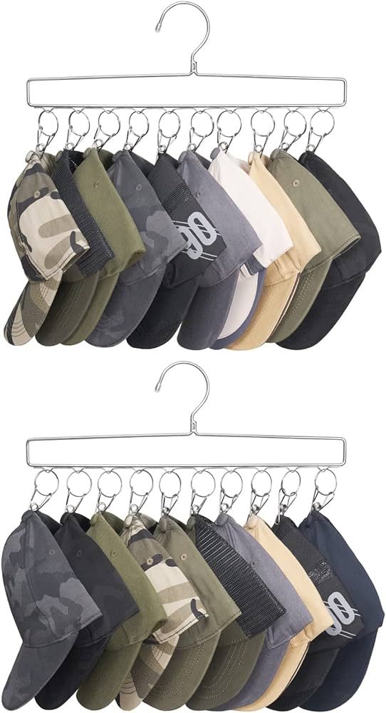 Mkono Hat Organizer Hanger for Closet Set of 2 Baseball Cap with 20 Clips Stainless Steel Rack Ho... | Amazon (US)