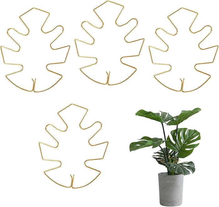 Monstera Plant Stem Supports, 4 Pack Metal Garden Support for Climbing Plants, Leaf Shape Iron St... | Amazon (US)