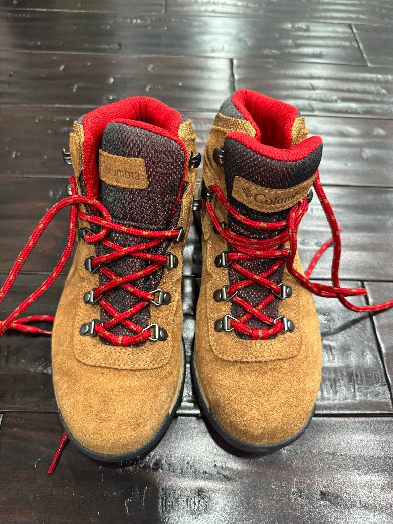 Columbia Women's Waterproof Brown Suede Hiking Boots Red Lace Size 7.5 | Poshmark