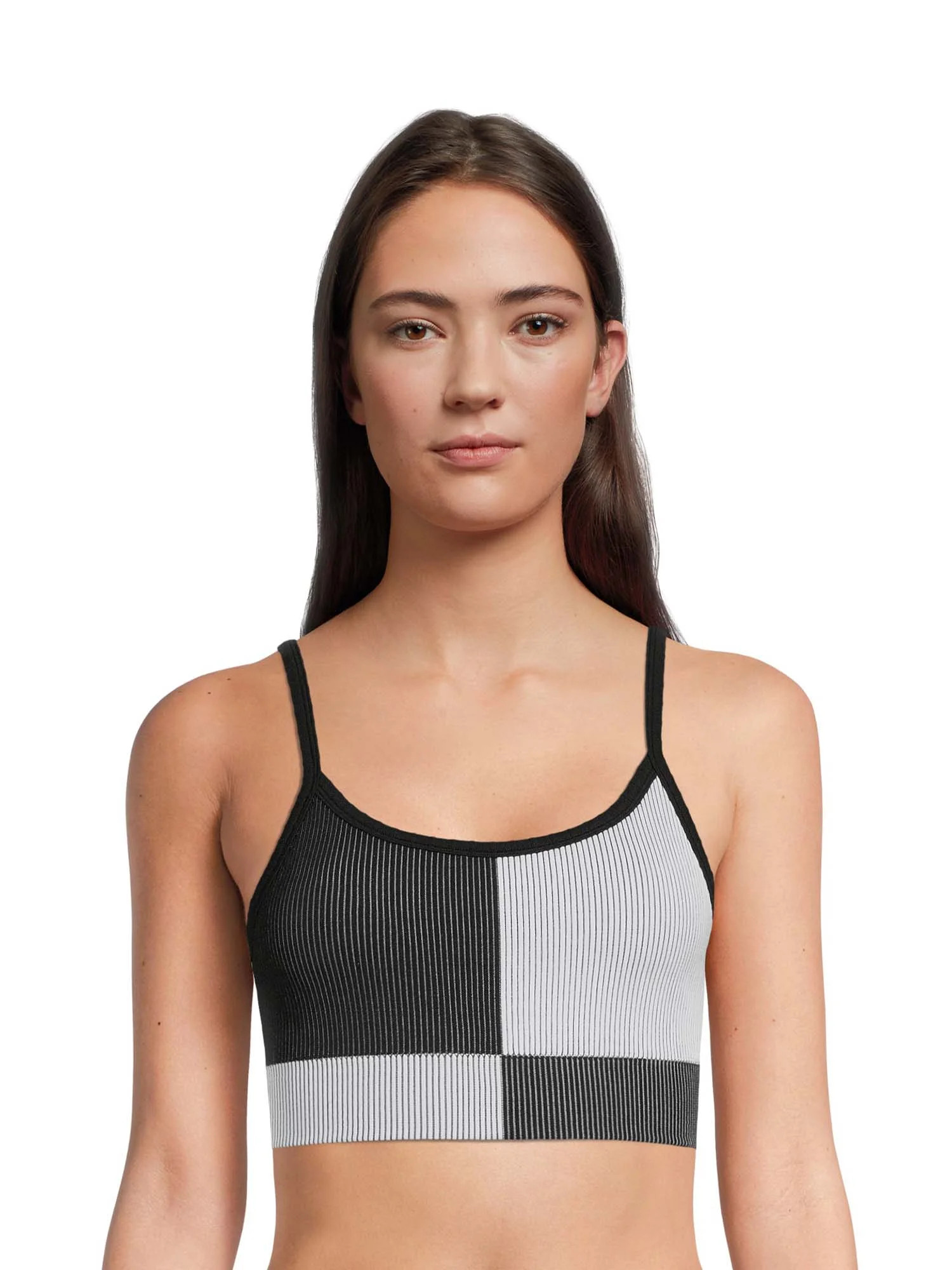 No Boundaries Juniors' Seamless Color Block Ribbed Brami, Sizes to 3XL | Walmart (US)