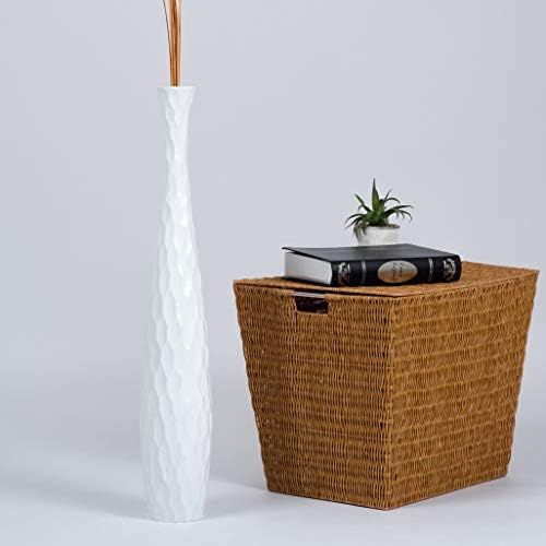 Leewadee Tall Big Floor Standing Vase for Home Decor 30 inches, Mango Wood, White | Amazon (US)