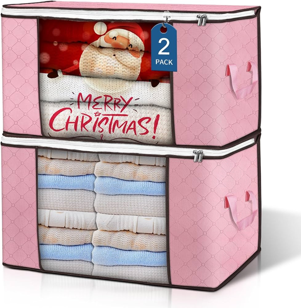 Budding Joy 90 L Large Storage Bags, 2 Pack Clothes Storage Bins Foldable Closet Organizer Storag... | Amazon (US)
