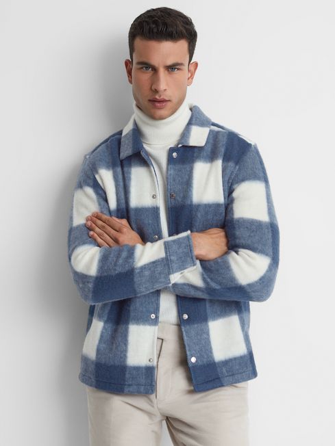 Reiss Blue Scott Brushed Check Overshirt | Reiss UK