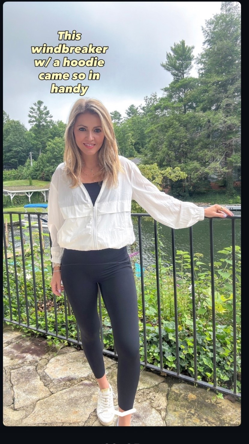 Love this windbreaker jacket that you can make cropped. 
Built in bra tank and leggings with pockets

#LTKgrwm #LTKootd #LTKmomlife
