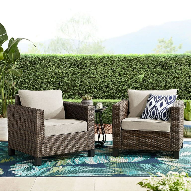 Better Homes & Gardens Brookbury 2-Count Outdoor Club Chair- Beige | Walmart (US)