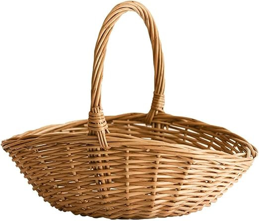 Natural Woven Willow Picnic Basket with Handle - Handcrafted Wicker Storage Basket for Picnic, Sh... | Amazon (US)