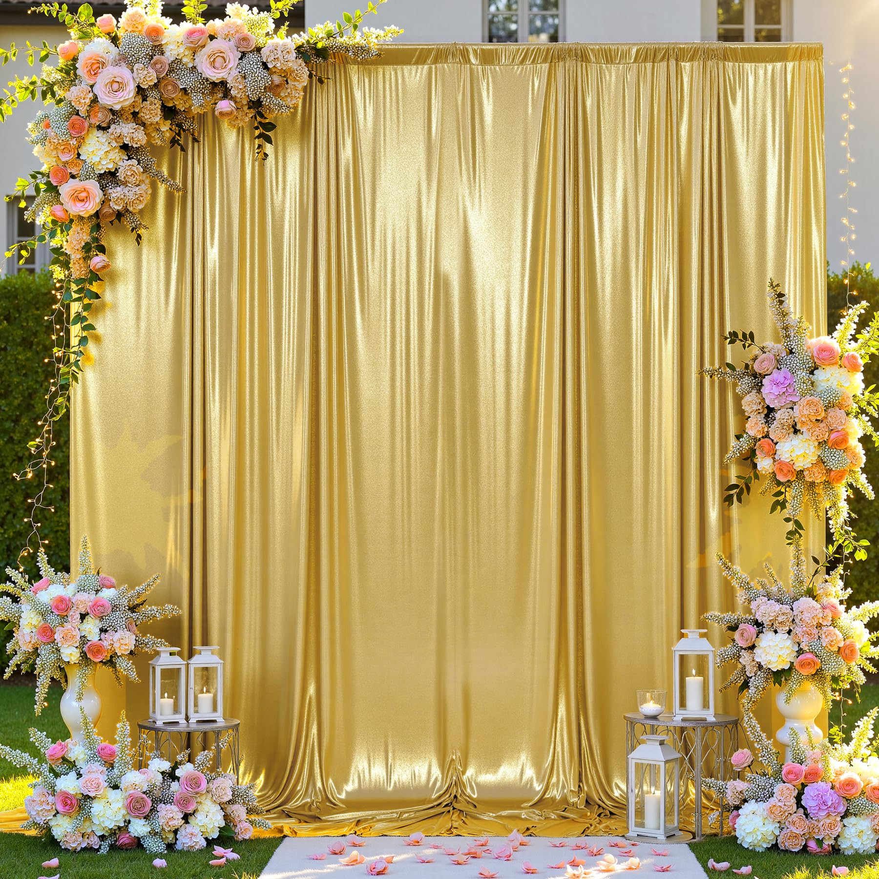 10ftx10ft Thick Gold Glitter Backdrop Curtain Panels for Parties, Wrinkle Free Sequin Sparking Ph... | Amazon (US)