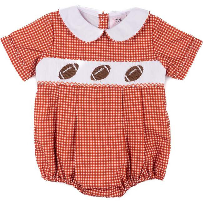 Teeta | Burnt Orange Gingham Football, Noah Bubble (Multicolor, Size New Born) | Maisonette | Maisonette