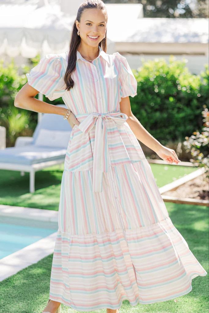 Wait For Daylight Peach Striped Maxi Dress | The Mint Julep Boutique