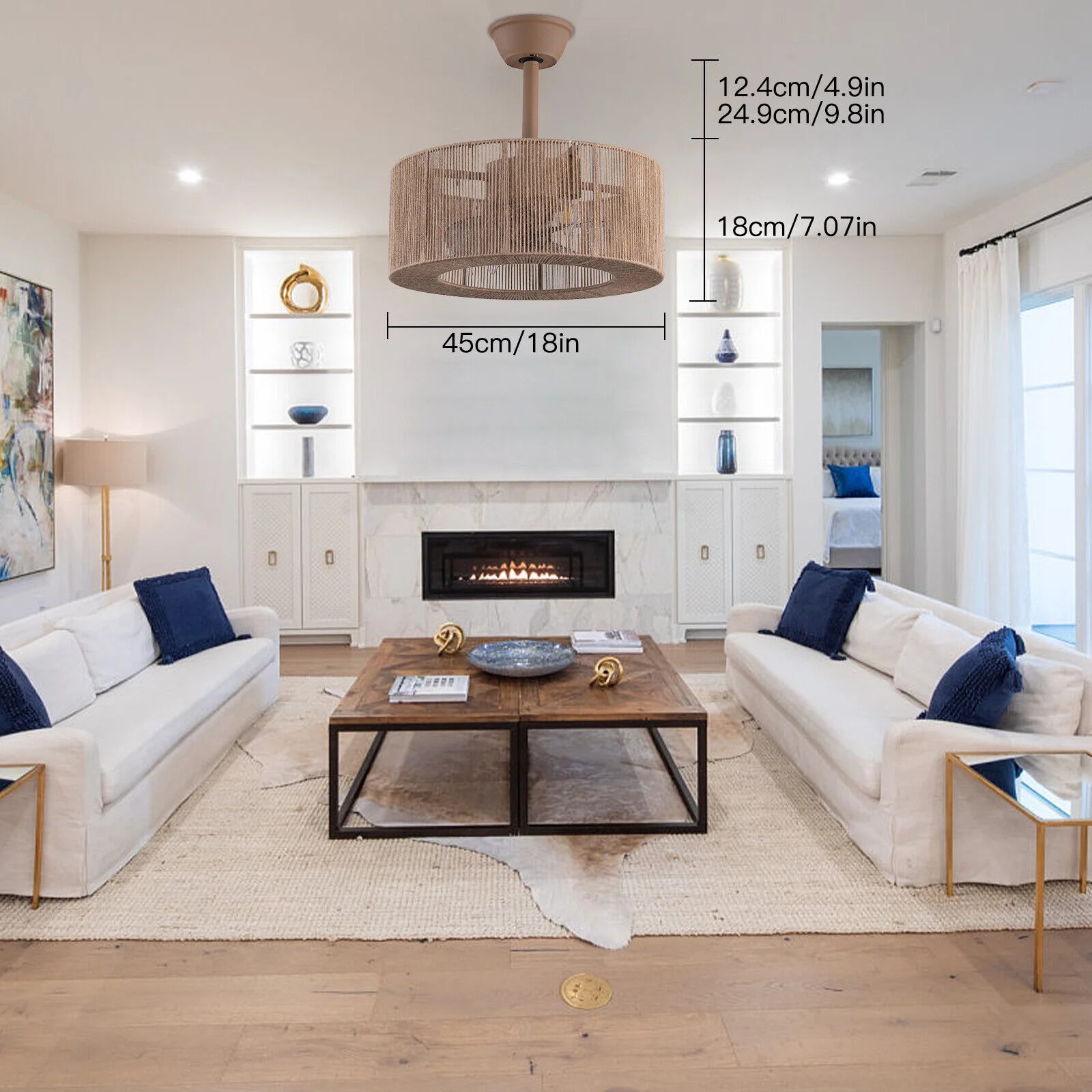 DENEST 18" Indoor Caged Enclosed Ceiling Fan Light Industrial Chandelier W/ Remote 110V | Walmart (US)