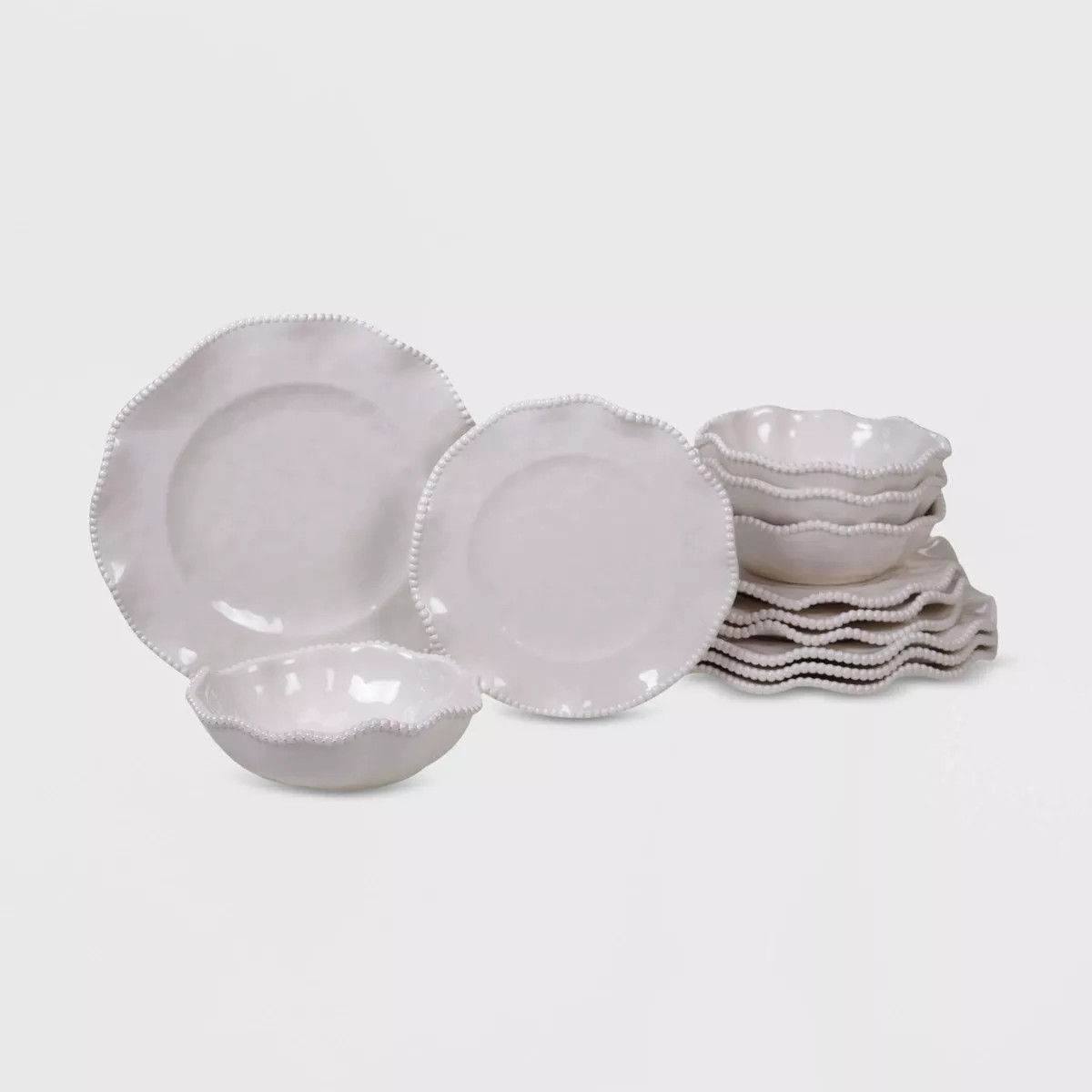 12pc Melamine Perlette Dinnerware Set Cream - Certified International | Target