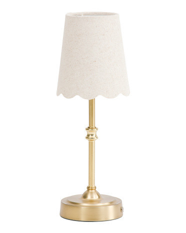 13.5In Iron Scalloped Shade Rechargeable Touch Lamp, Gold | TJ Maxx