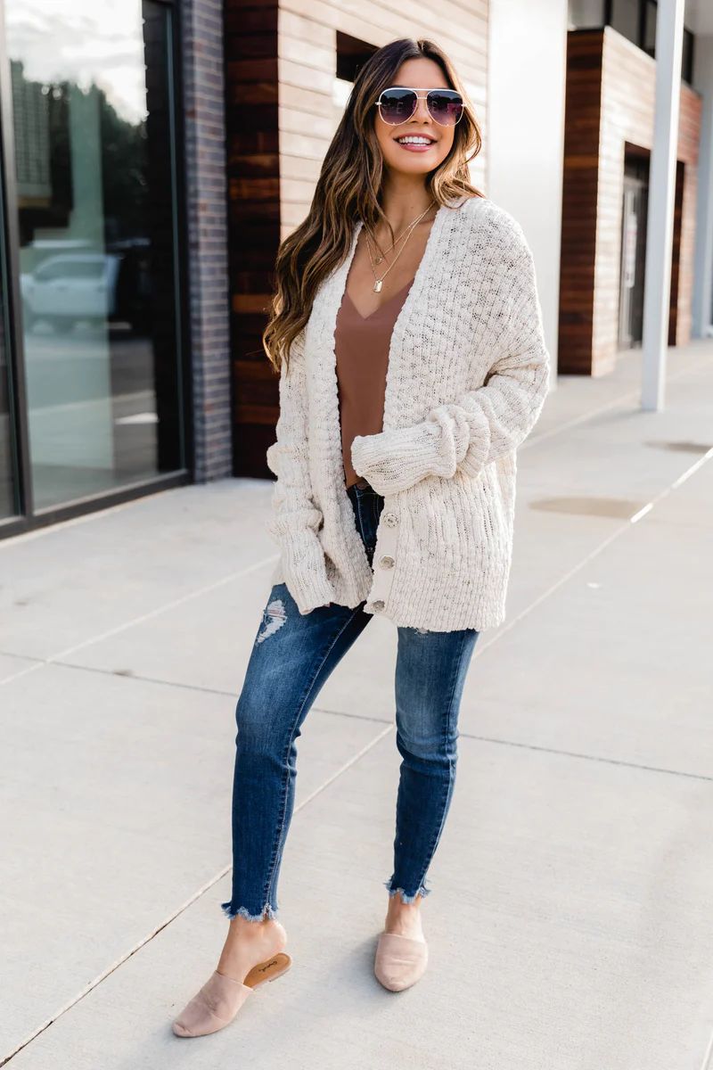 You're On My Mind Knit Cardigan Cream FINAL SALE | The Pink Lily Boutique