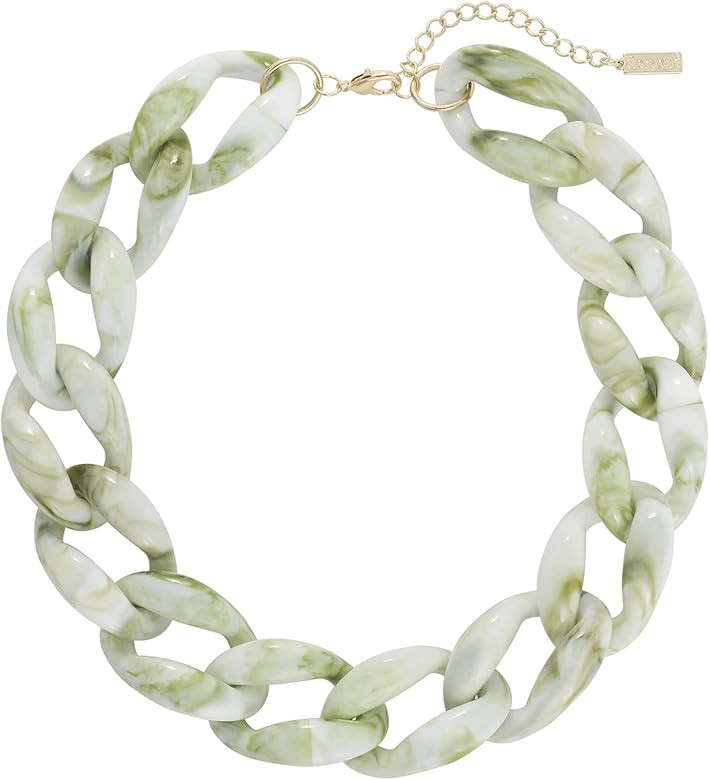 Beryohz Statement Chunky Choker Fashion Acrylic Cable Link Chain Necklace for Women | Amazon (US)