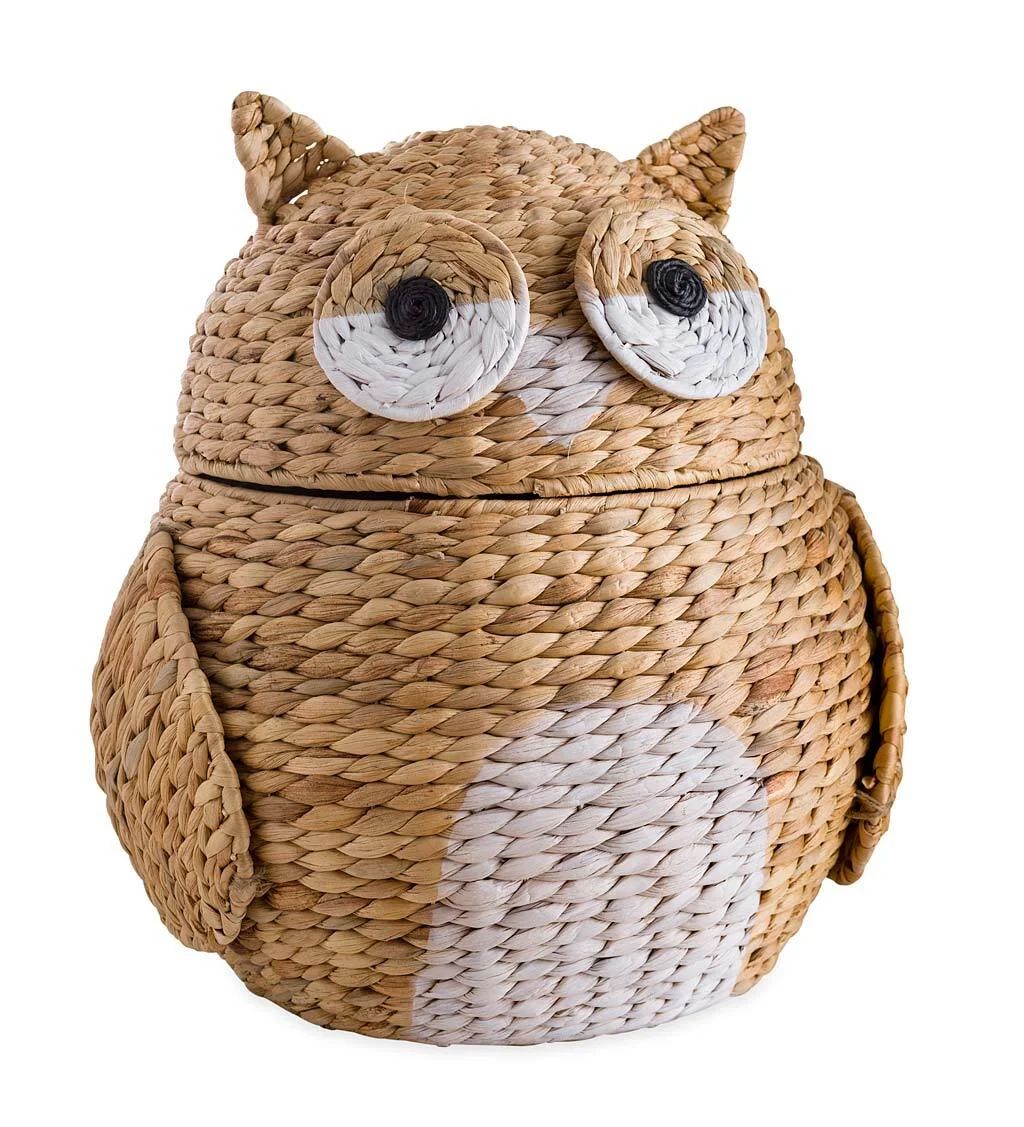 Whimsical Woven Water Hyacinth Owl Basket | Wayfair North America