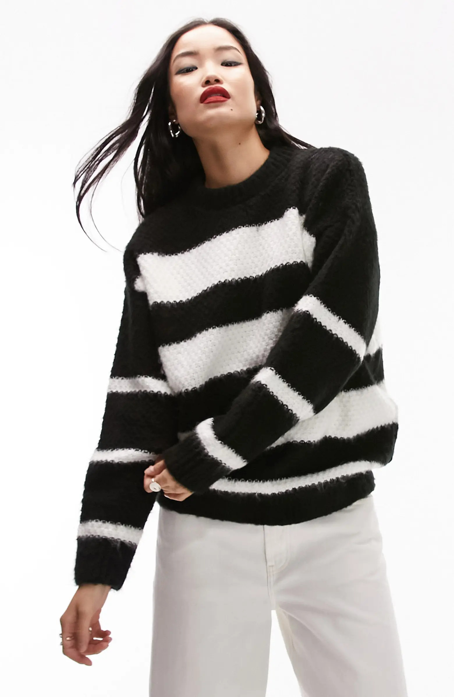 Topshop Textured Stitch Stripe Sweater | Nordstrom | Nordstrom