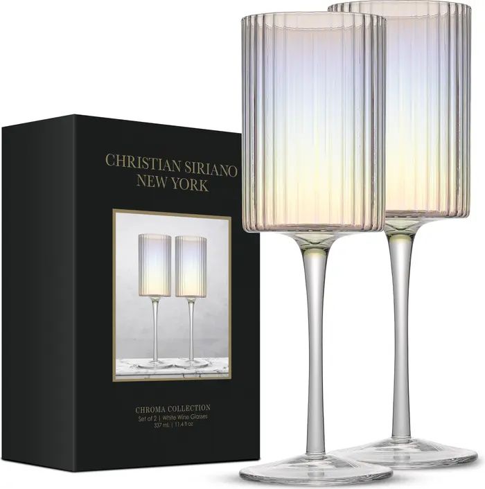 Christian Siriano Set of 2 Stunning Chroma Iridescent Wine Glasses | Nordstrom Rack