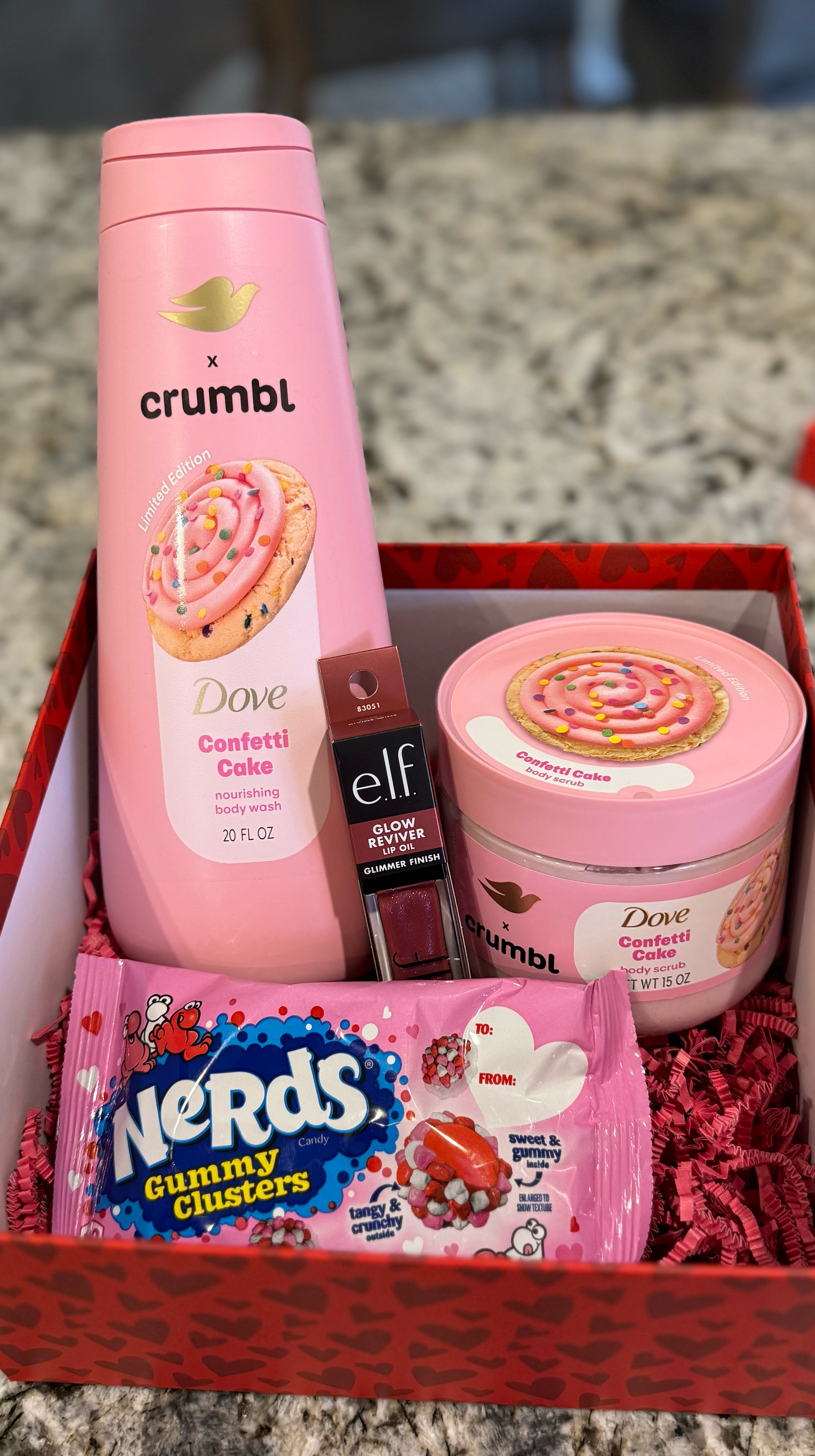 Valentine’s Day gift idea! Gift box, Crumbl body wash dove, candy, lip gloss, makeup, Valentine’s Day for her, for kids, for teen girl #valentinesgift #valentinesday #giftidea #giftforher #valentinesdaygift

#LTKGiftGuide #LTKSeasonal #LTKMostLoved