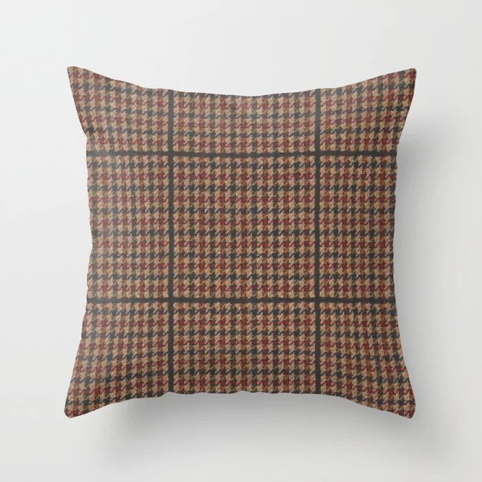 Vintage Brown Houndstooth Tweed  Throw Pillow | Society6