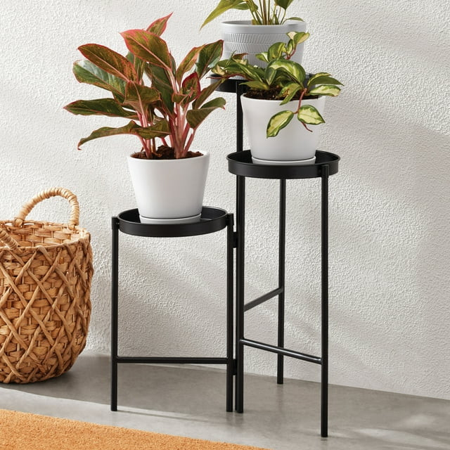 Mainstays Black Metal 3 Tier Plant Stand | Walmart (US)