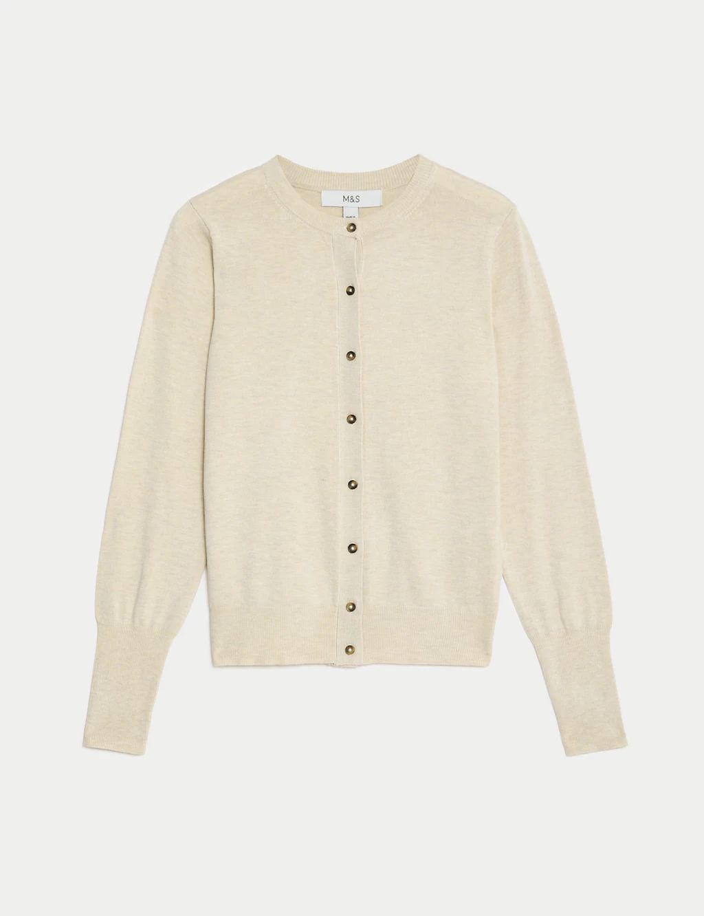 Crew Neck Button Front Cardigan | Marks & Spencer (UK)