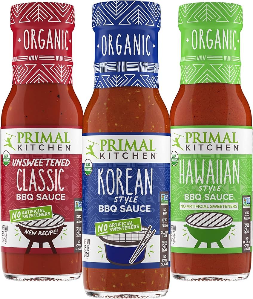 Primal Kitchen Organic BBQ Sauce 3-Pack, Made with Real Ingredients, Includes Classic BBQ, Korean... | Amazon (US)